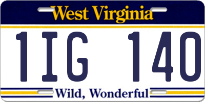 WV license plate 1IG140