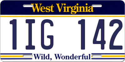 WV license plate 1IG142