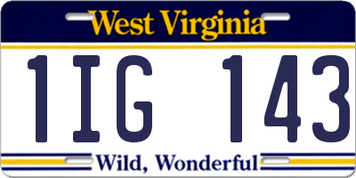 WV license plate 1IG143