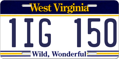 WV license plate 1IG150