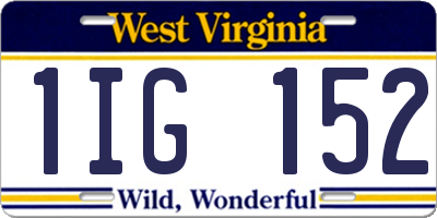 WV license plate 1IG152