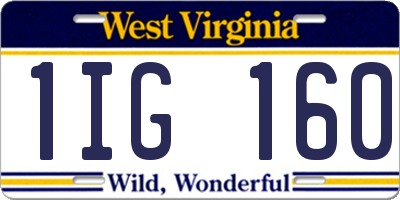 WV license plate 1IG160