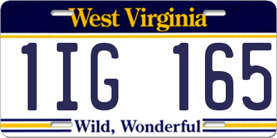 WV license plate 1IG165