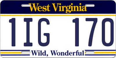 WV license plate 1IG170