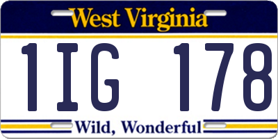 WV license plate 1IG178