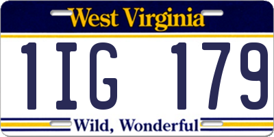 WV license plate 1IG179