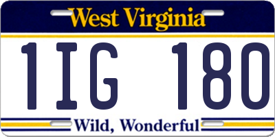 WV license plate 1IG180