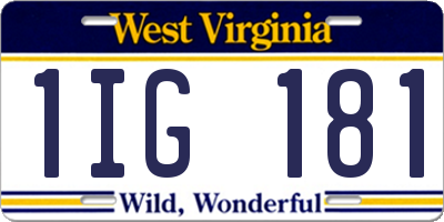 WV license plate 1IG181