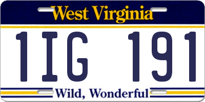 WV license plate 1IG191