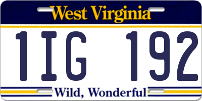 WV license plate 1IG192
