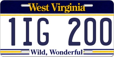 WV license plate 1IG200