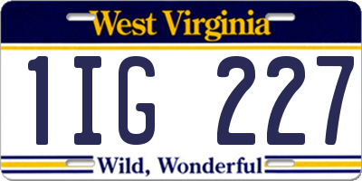 WV license plate 1IG227