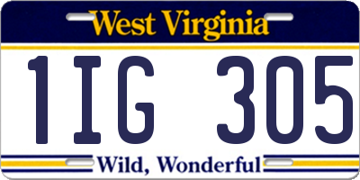 WV license plate 1IG305