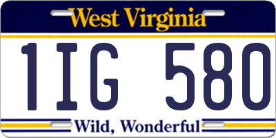 WV license plate 1IG580