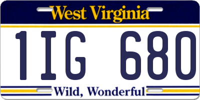 WV license plate 1IG680