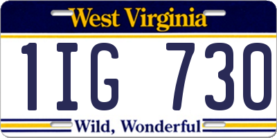 WV license plate 1IG730