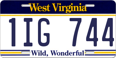 WV license plate 1IG744