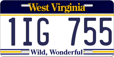 WV license plate 1IG755