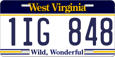 WV license plate 1IG848