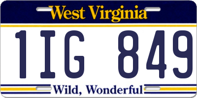 WV license plate 1IG849