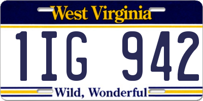 WV license plate 1IG942