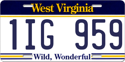 WV license plate 1IG959