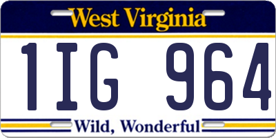 WV license plate 1IG964