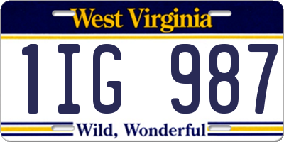 WV license plate 1IG987