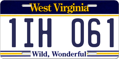 WV license plate 1IH061