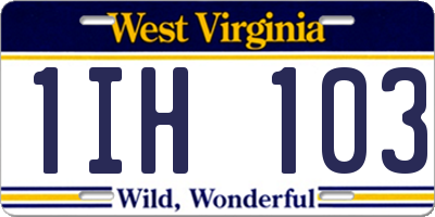 WV license plate 1IH103