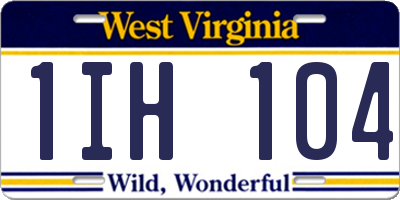 WV license plate 1IH104