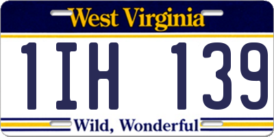 WV license plate 1IH139