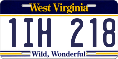 WV license plate 1IH218
