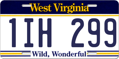 WV license plate 1IH299