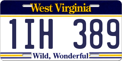 WV license plate 1IH389