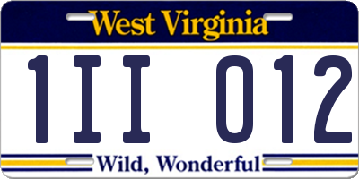 WV license plate 1II012