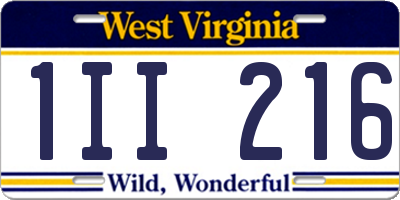 WV license plate 1II216