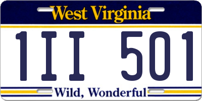 WV license plate 1II501