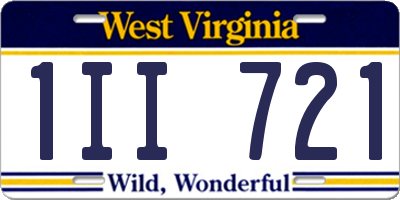 WV license plate 1II721