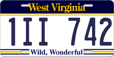 WV license plate 1II742