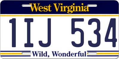 WV license plate 1IJ534