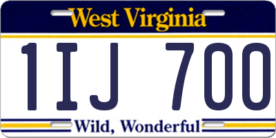 WV license plate 1IJ700