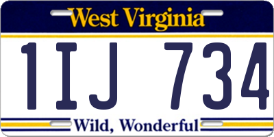 WV license plate 1IJ734