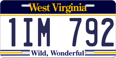 WV license plate 1IM792