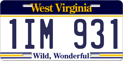 WV license plate 1IM931