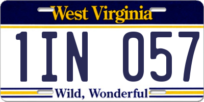 WV license plate 1IN057