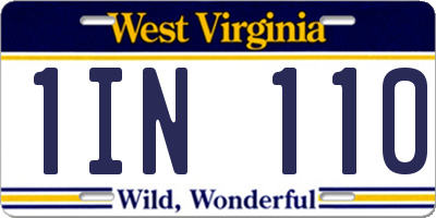 WV license plate 1IN110