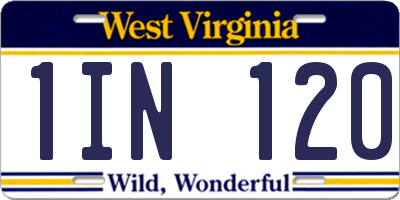 WV license plate 1IN120