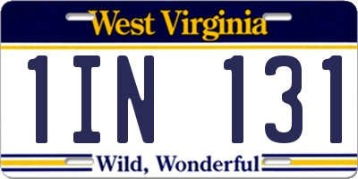 WV license plate 1IN131