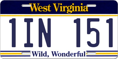 WV license plate 1IN151